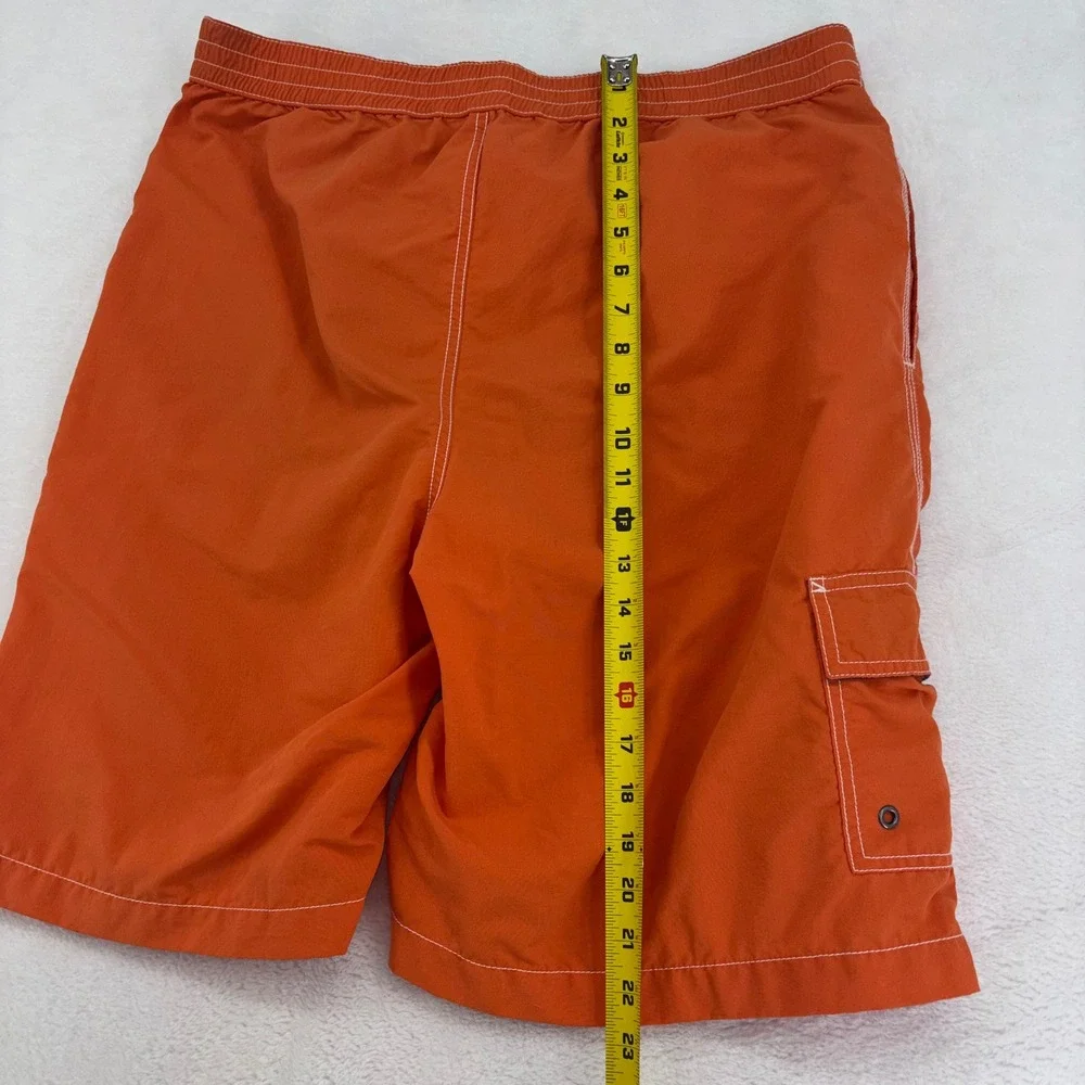 Polo Ralph Lauren Mens Orange Board Shorts Cargo Swim Trunks Size L Pony Logo